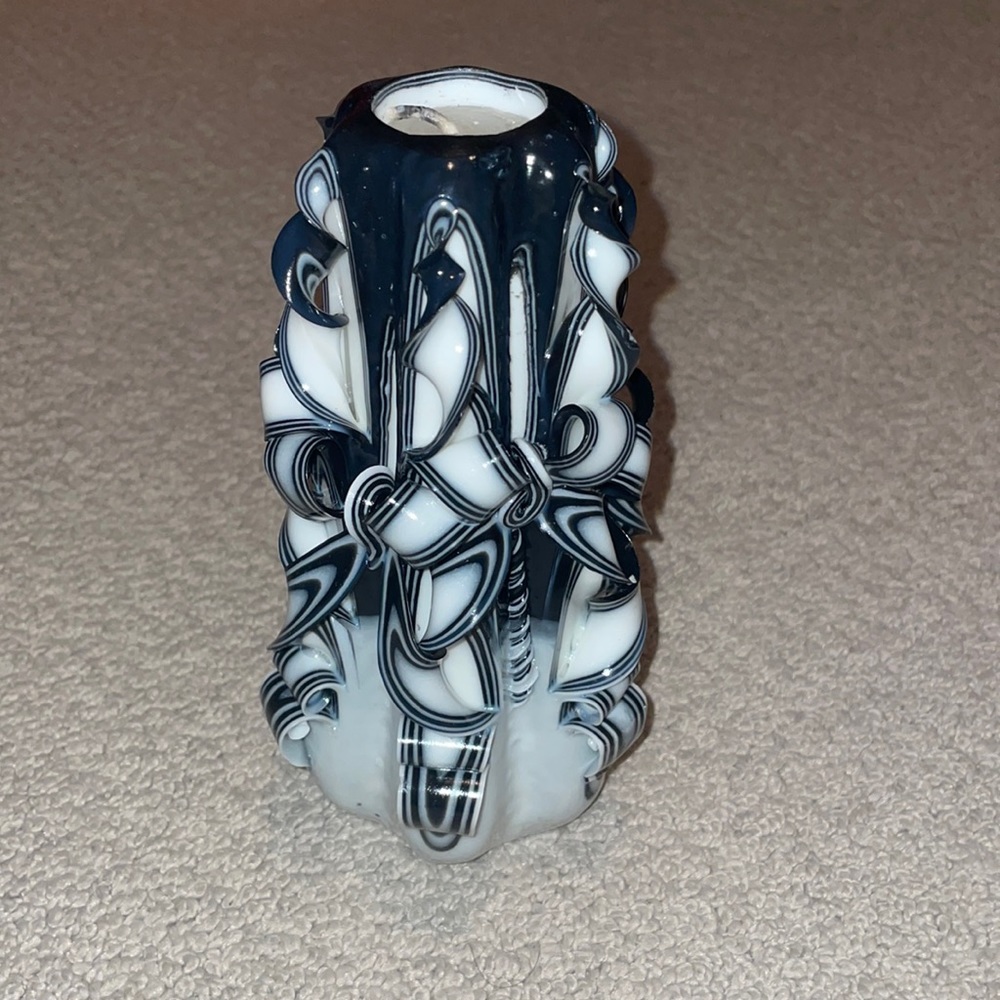 Handmade designer black and white candle